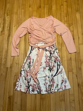 Floral A-Line Dress with Long Sleeve Top Large